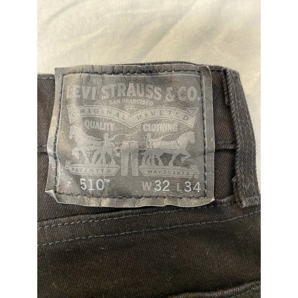 Levi's 510 Skinny Jeans Black 32x34 Mens‎ 2019 WaterLess Stretch Denim